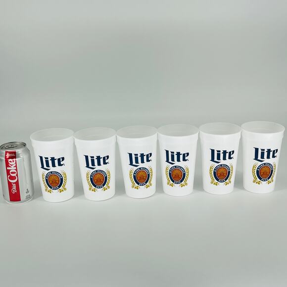 SIX Reusable White Miller Lite Miller Time American Flag Plastic Cups - NWT - Picture 2 of 12